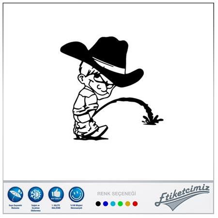 Kovboy İşeyen Çocuk Sticker 4