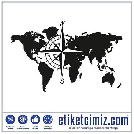 Dünya Haritası ve Pusula Karavan Sticker