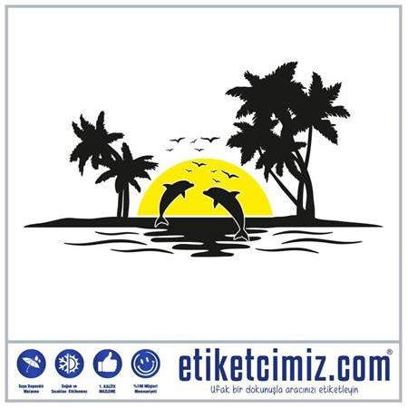 Karavan Palmiye ve Yunuslar Sticker