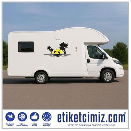 Karavan Palmiye ve Yunuslar Sticker